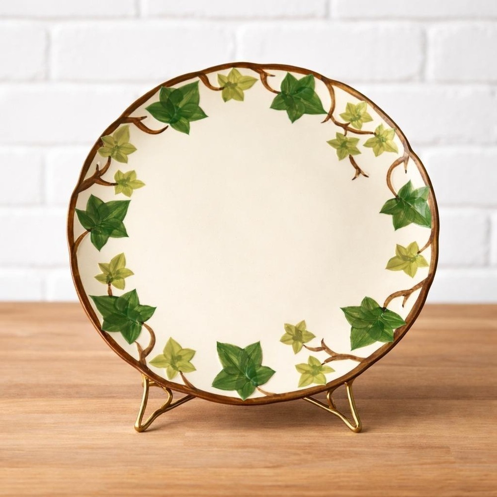 Vintage Hand Painted Ivy Decorative Wall Plate 11" Terrace Pattern Botanical MCM